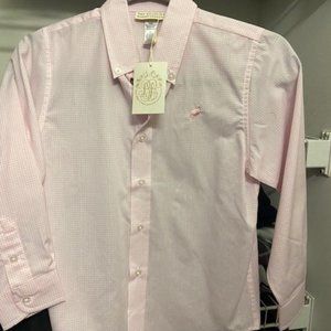 TBBC Size 8 Pink Windowpane Button Down. NWT